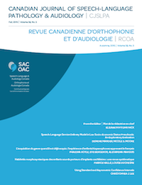 Page couverture du Canadian Journal of Speech-Language Pathology and Audiology